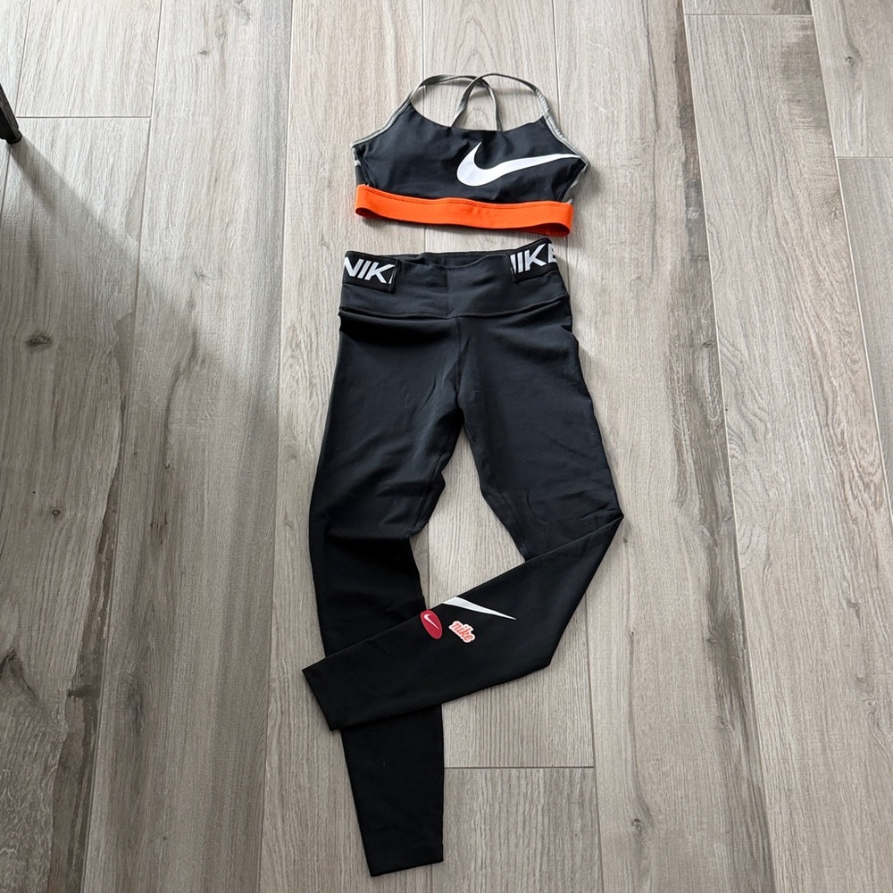 Nike dri fit active wear sports bra leggings set size medium